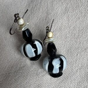Cool Black and White Beaded Earrings